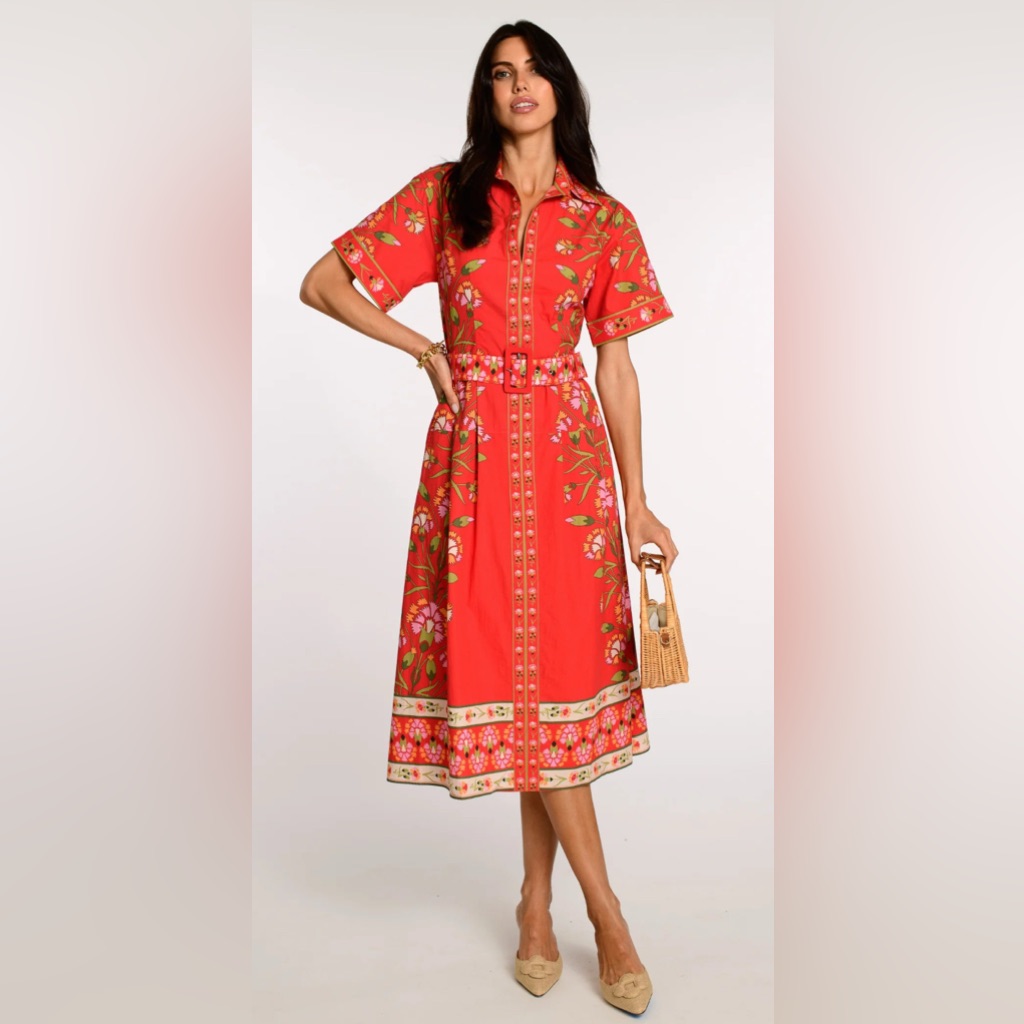 Elizabeth James - Collins Dress Floral Red Midi Dress